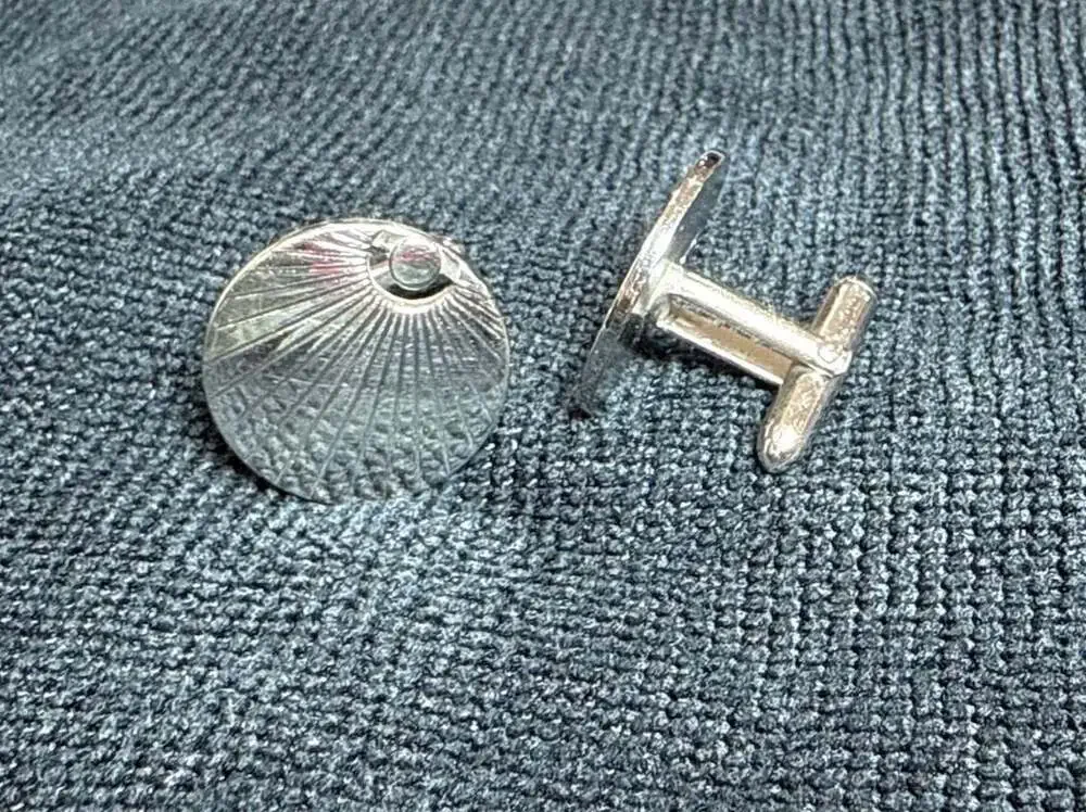 Vintage Swank Silver-Tone Sunburst Round Cufflinks